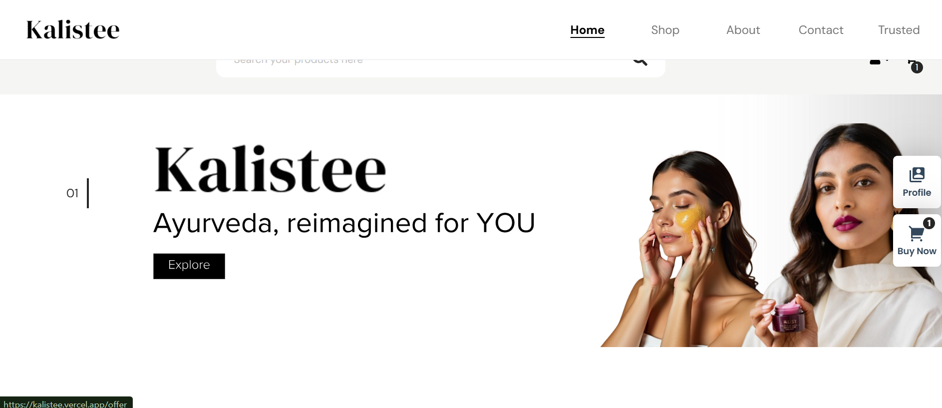 Kalistee brand website preview