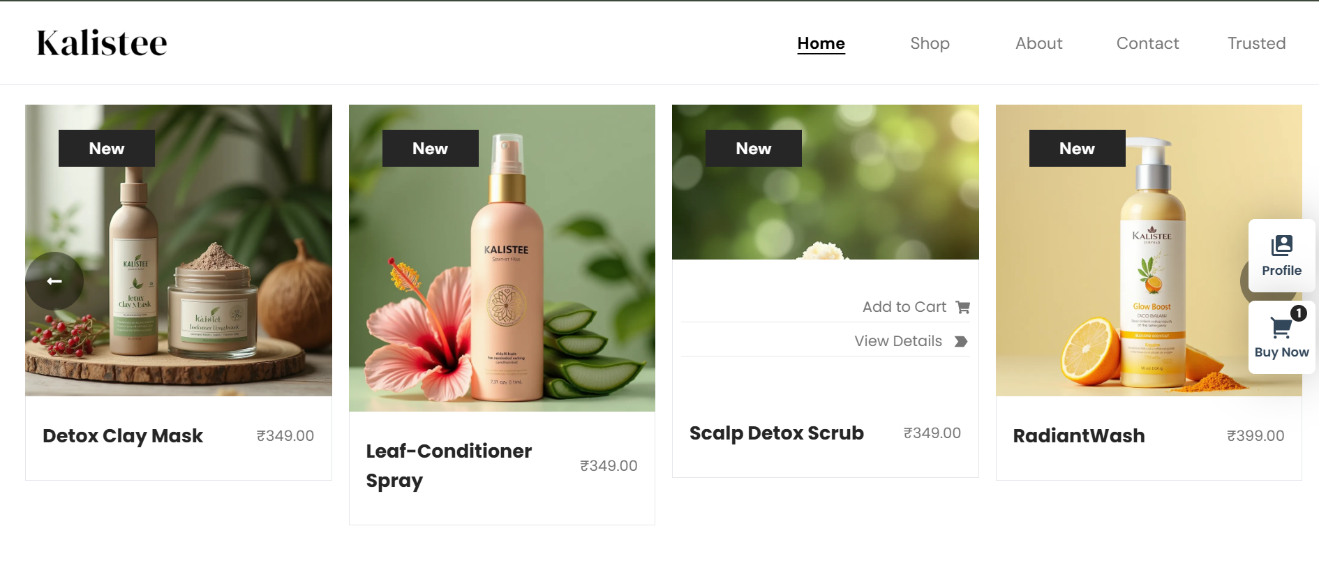 Kalistee product page preview